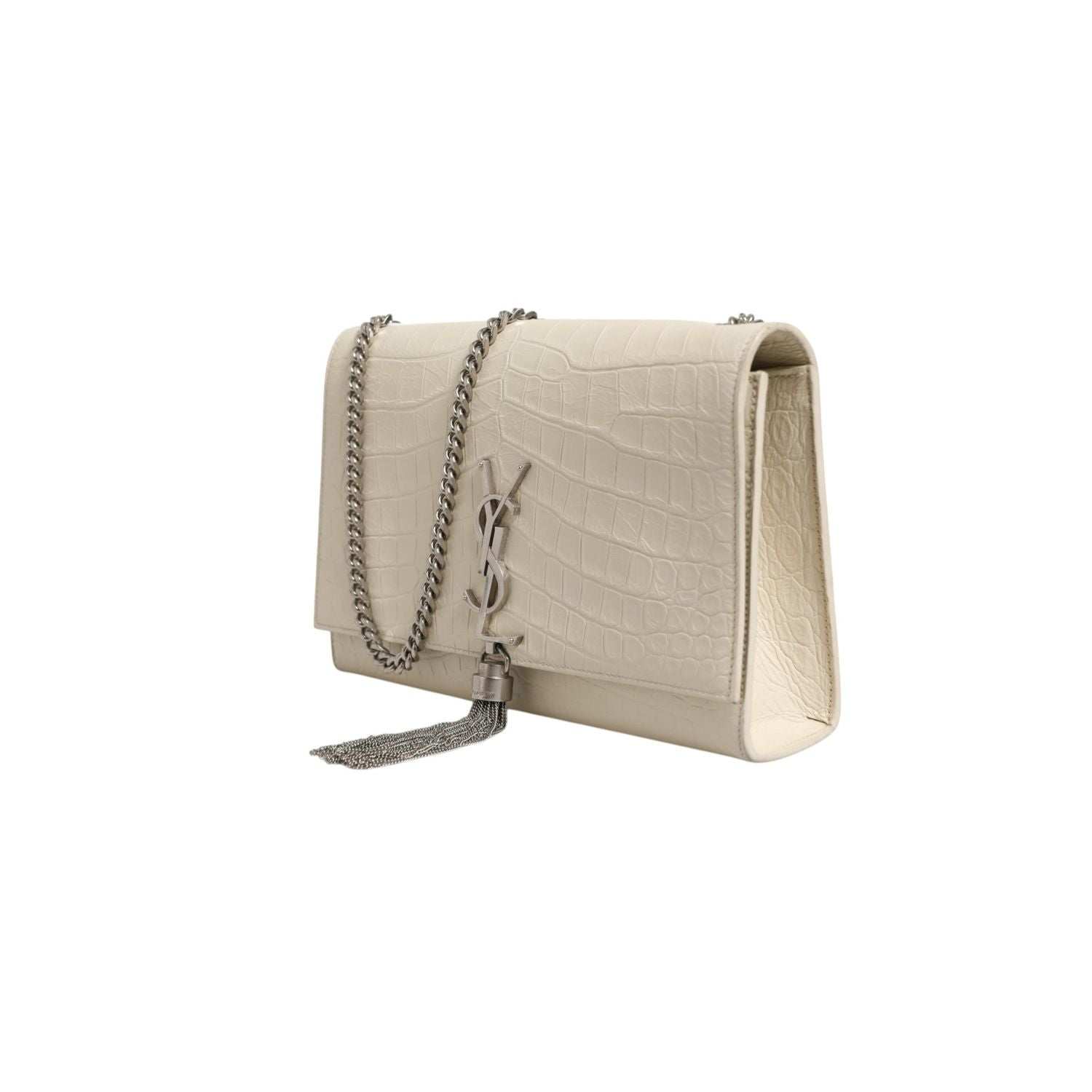 Saint Laurent Kate Tassel Small Croc-Embossed Leather