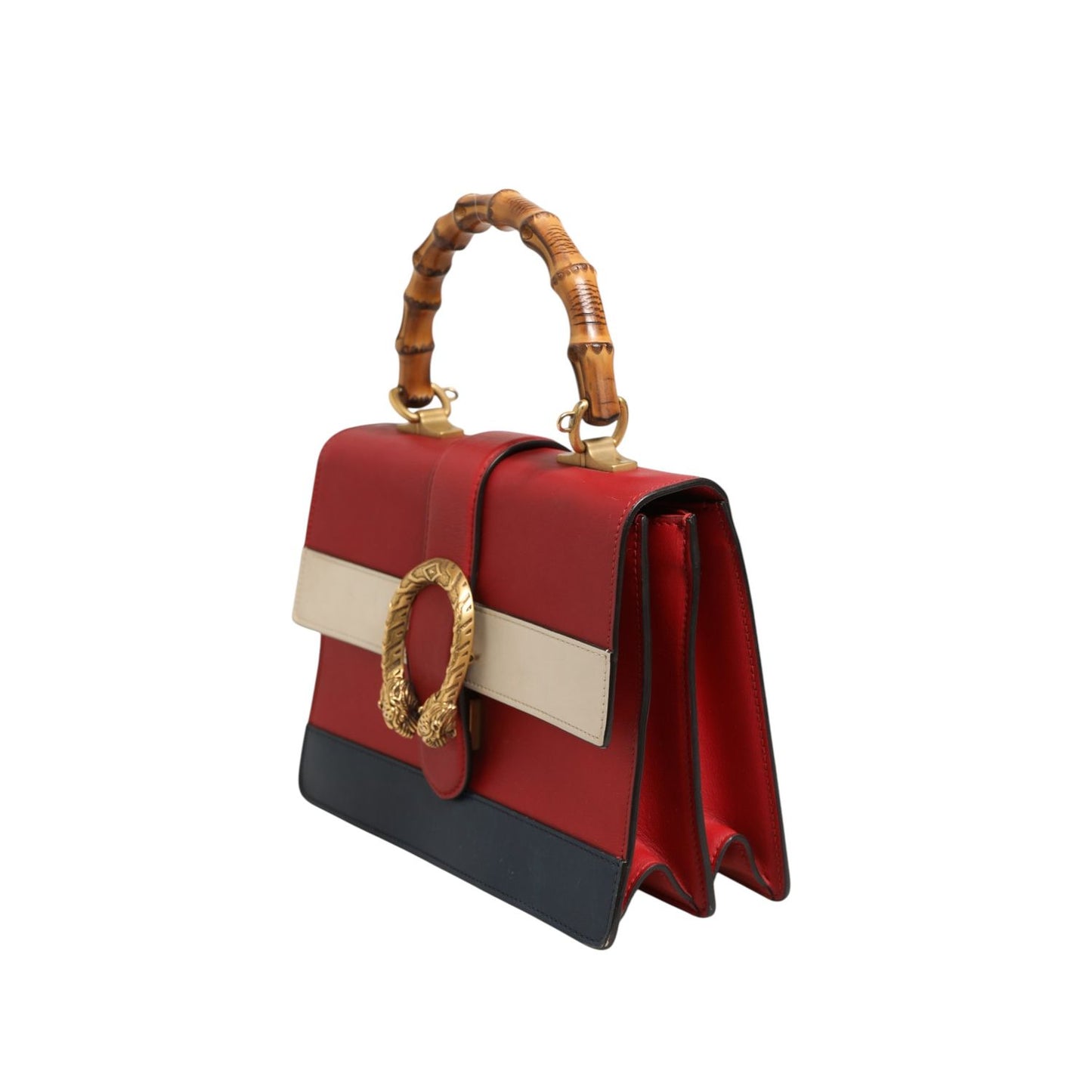 Gucci Dionysus Bamboo Medium Top Handle Bag White Blue Red