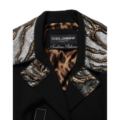 Dolce & Gabbana Black Single-Breasted Brocade Coat Jacket