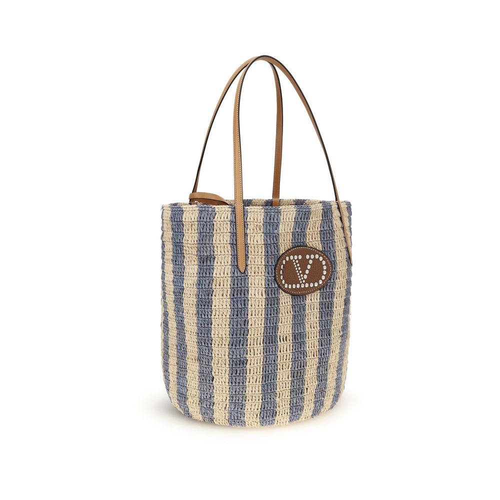 Valentino Garavani Multicolor Raffia Backet Bag