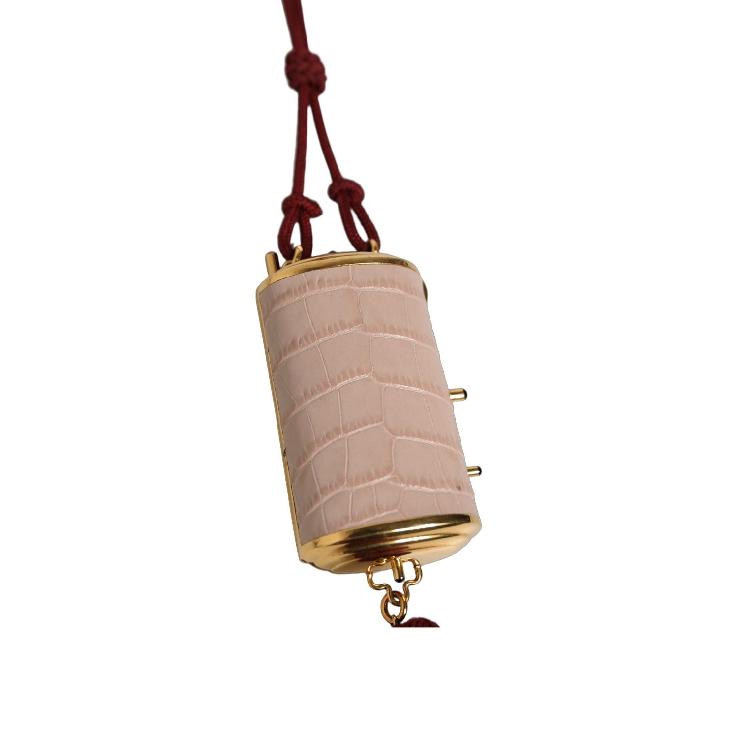 Dolce & Gabbana Pink Exotic Leather Mini Mirror Tassel Makeup Bag