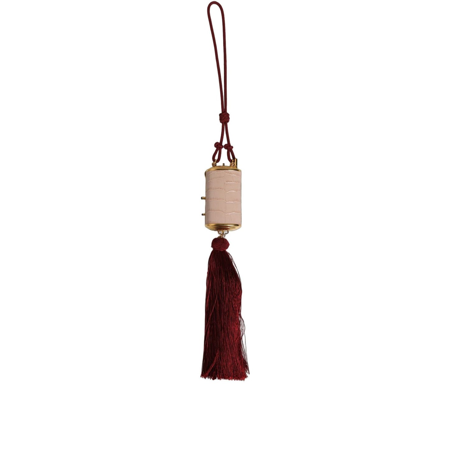 Dolce & Gabbana Pink Exotic Leather Mini Mirror Tassel Makeup Bag
