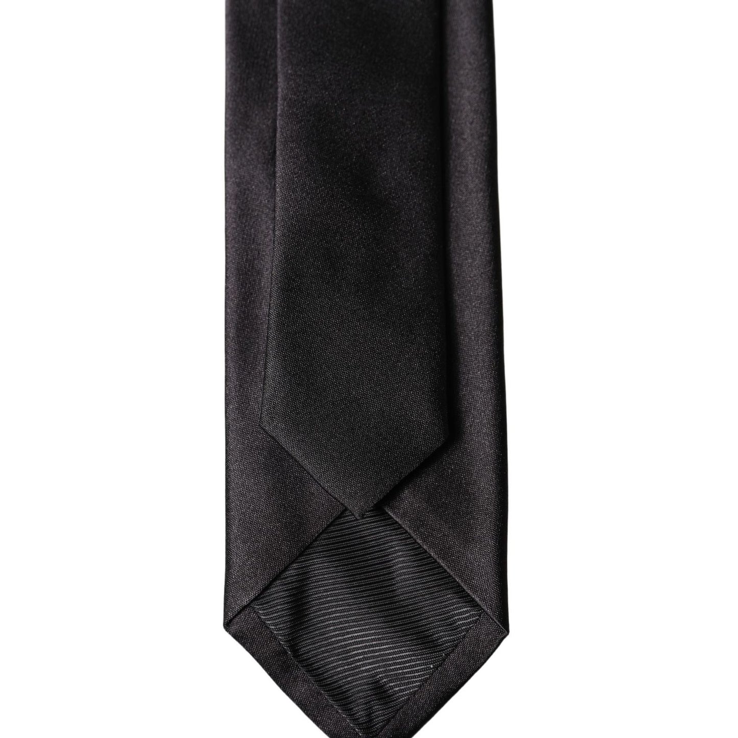 Dolce & Gabbana Black Solid 100% Silk Adjustable Men Tied Necktie Tie