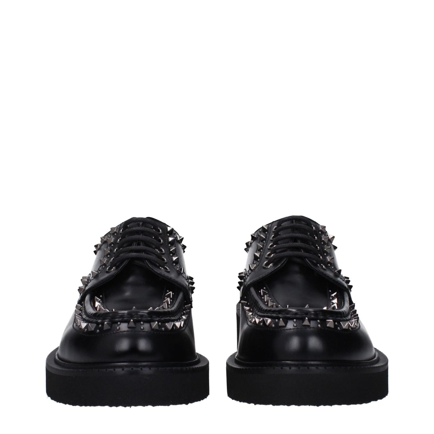Valentino Garavani Black Leather Oxfords And Derbies