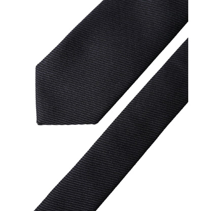 Dolce & Gabbana Black Solid 100% Silk Adjustable Men Tied Necktie Tie