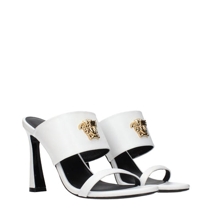 Versace White Leather Stiletto Heel Sandals
