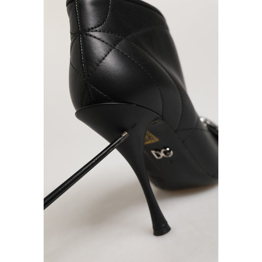 Dolce & Gabbana Black Devotion Quilted Buckled Boots Shoes