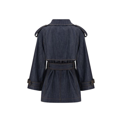 Burberry Blue Cotton Trench Coat