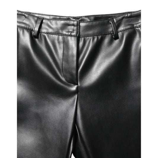 Dolce & Gabbana Black PU Leather High Waisted Trouser Pants