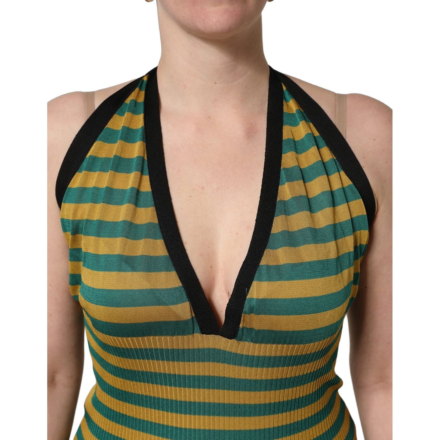 Dolce & Gabbana Multicolor Stripes Wool Knit Halter Tank Top