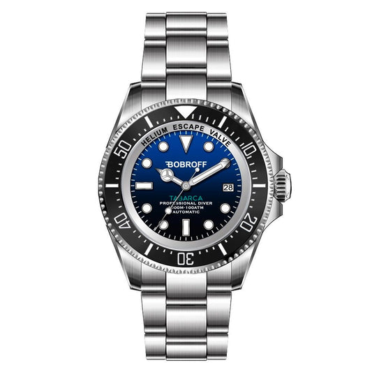 Bobroff Silver Stainless Steel Sport Watch