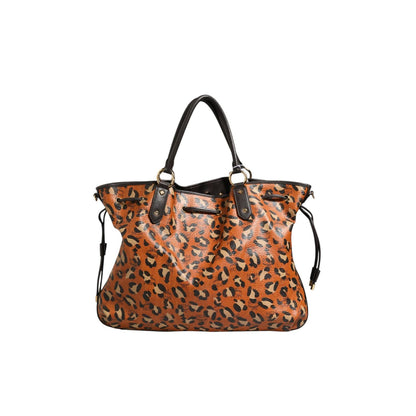 MCM Visetos Leopard Aren Medium Shopper Tote