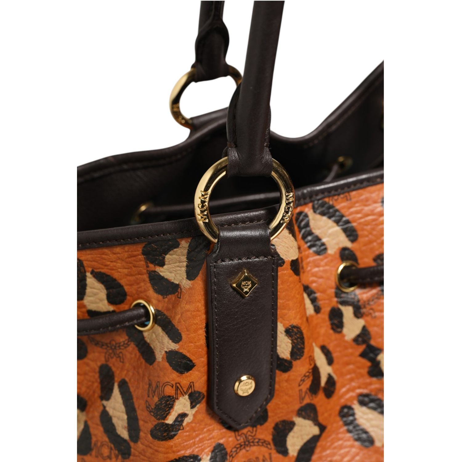 MCM Visetos Leopard Aren Medium Shopper Tote