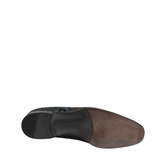Dolce & Gabbana Black Floral Brocade Slip On Loafers Shoes