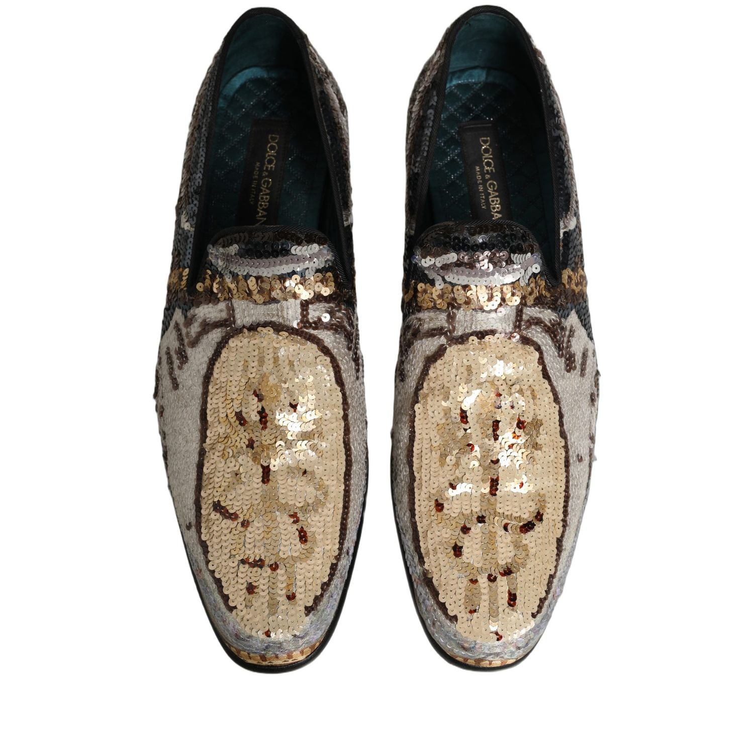 Dolce & Gabbana Multicolor Embroidered Sequin Loafers Shoes