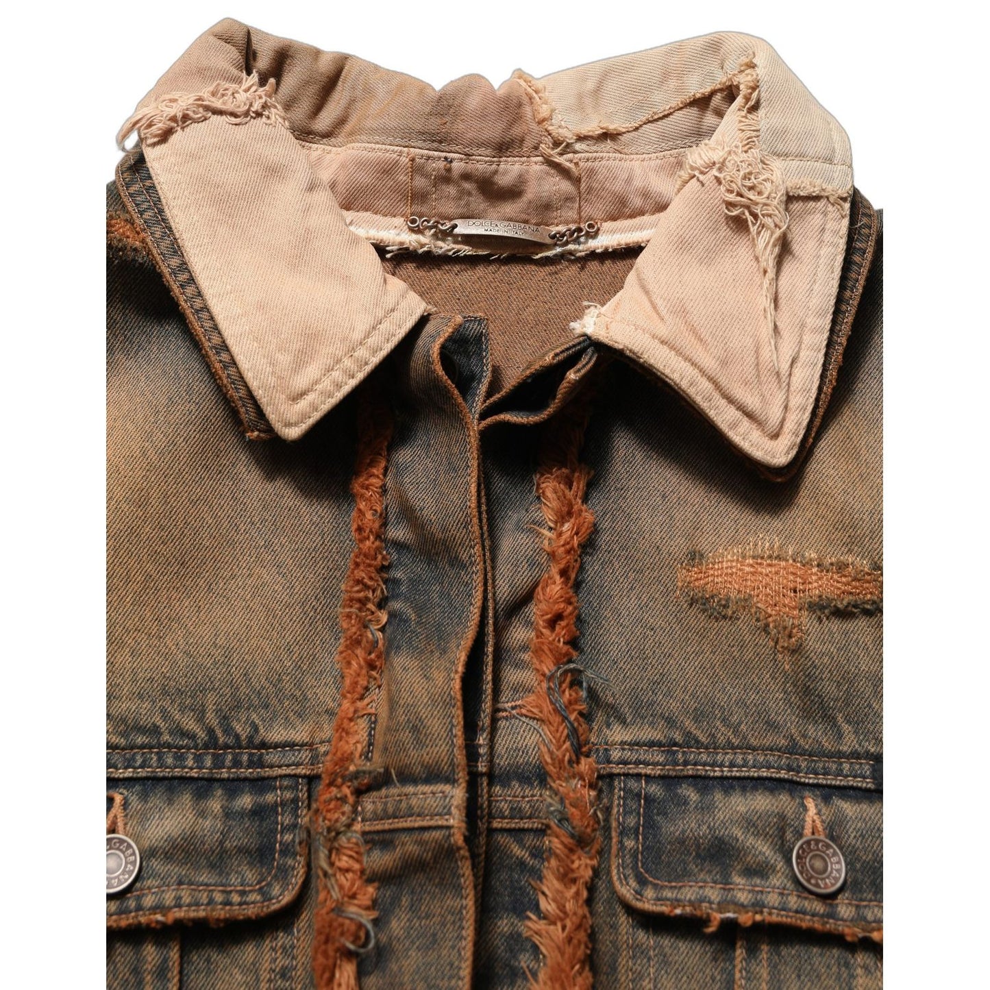 Dolce & Gabbana Multicolor Raw Cut Panelled Denim Men Jacket