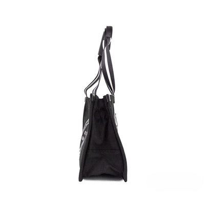 Marc Jacobs Medium Black Canvas Fabric Shoulder Convertible Tote Purse Bag