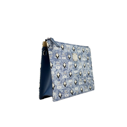 MCM Aren Flat Pouch Denim Crossbody Bag