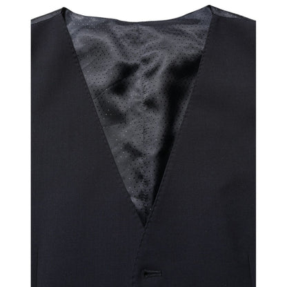 Dolce & Gabbana Black Wool Single Breasted Waistcoat Vest