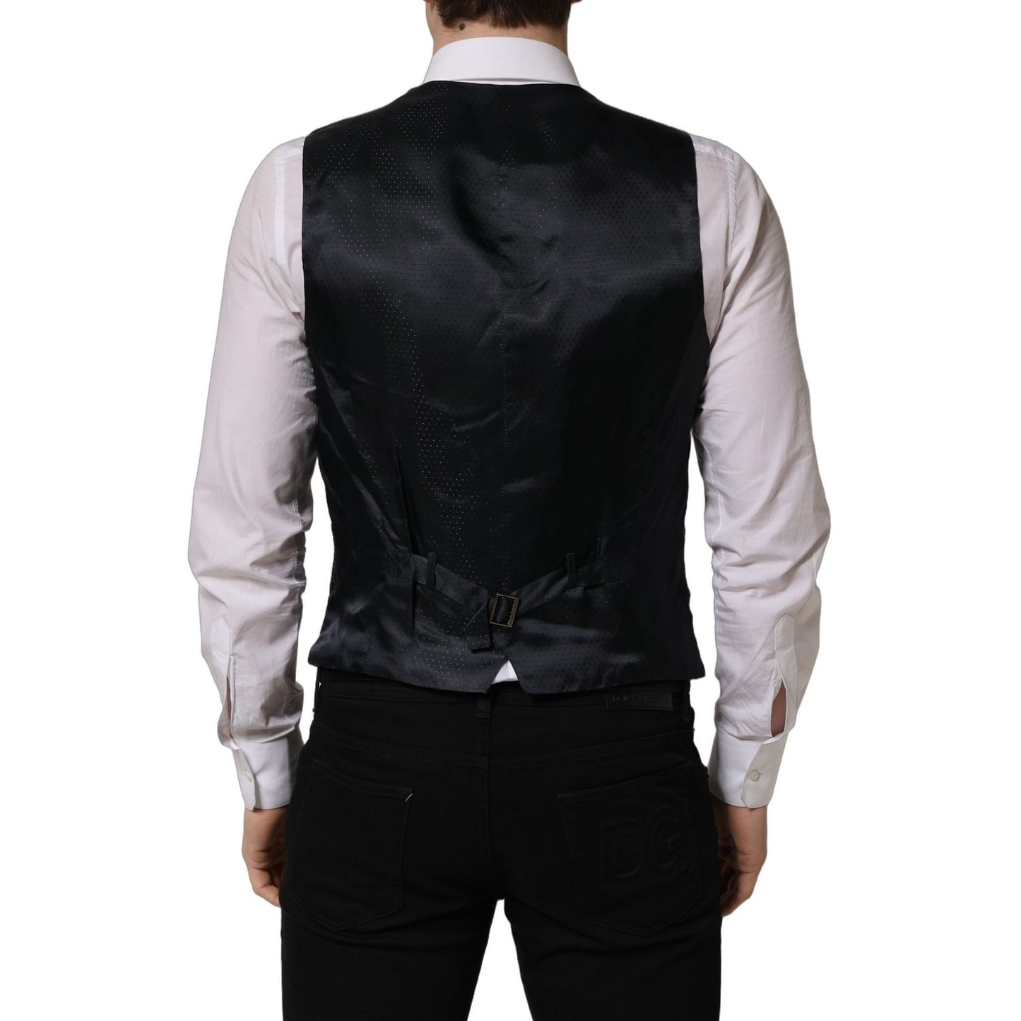 Dolce & Gabbana Black Wool Single Breasted Waistcoat Vest