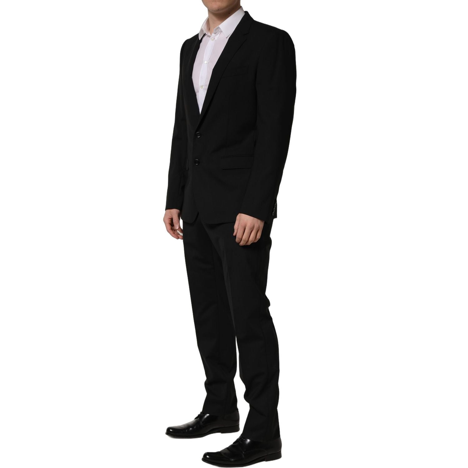 Dolce & Gabbana Black Wool Slim Fit Formal 2 Piece Men Suit