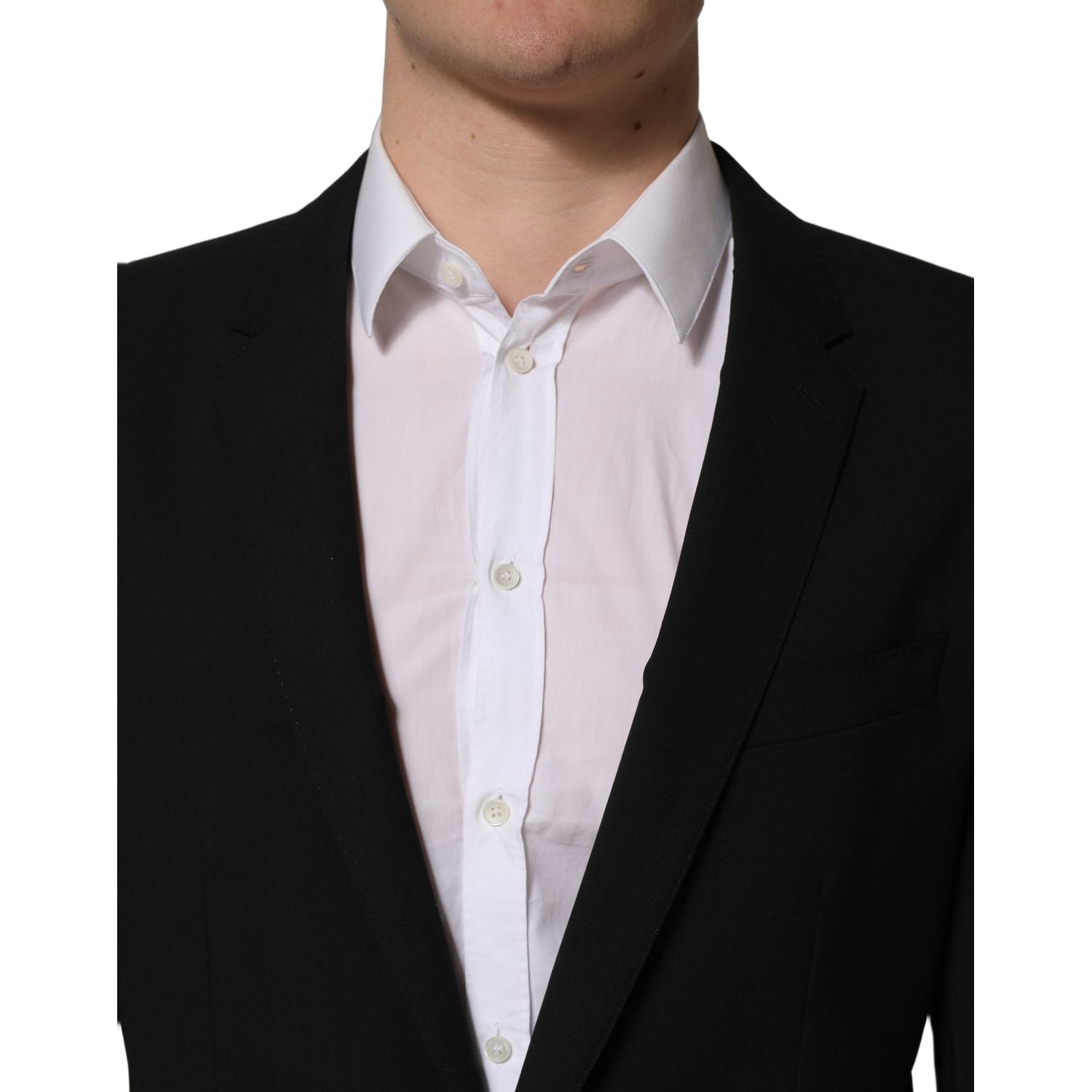 Dolce & Gabbana Black Wool Slim Fit Formal 2 Piece Men Suit