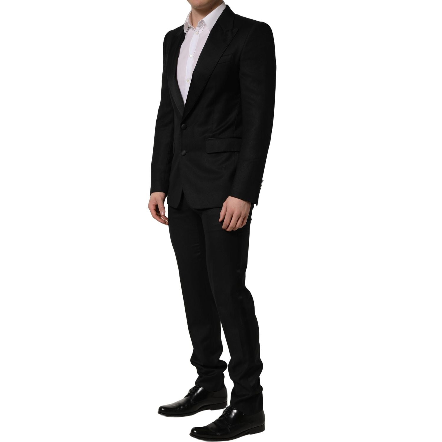 Dolce & Gabbana Black Wool Slim Fit Formal 2 Piece Men Suit