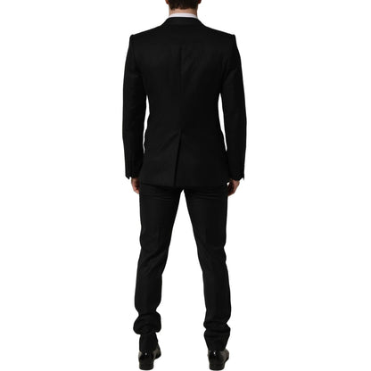 Dolce & Gabbana Black Wool Slim Fit Formal 2 Piece Men Suit