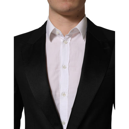 Dolce & Gabbana Black Wool Slim Fit Formal 2 Piece Men Suit