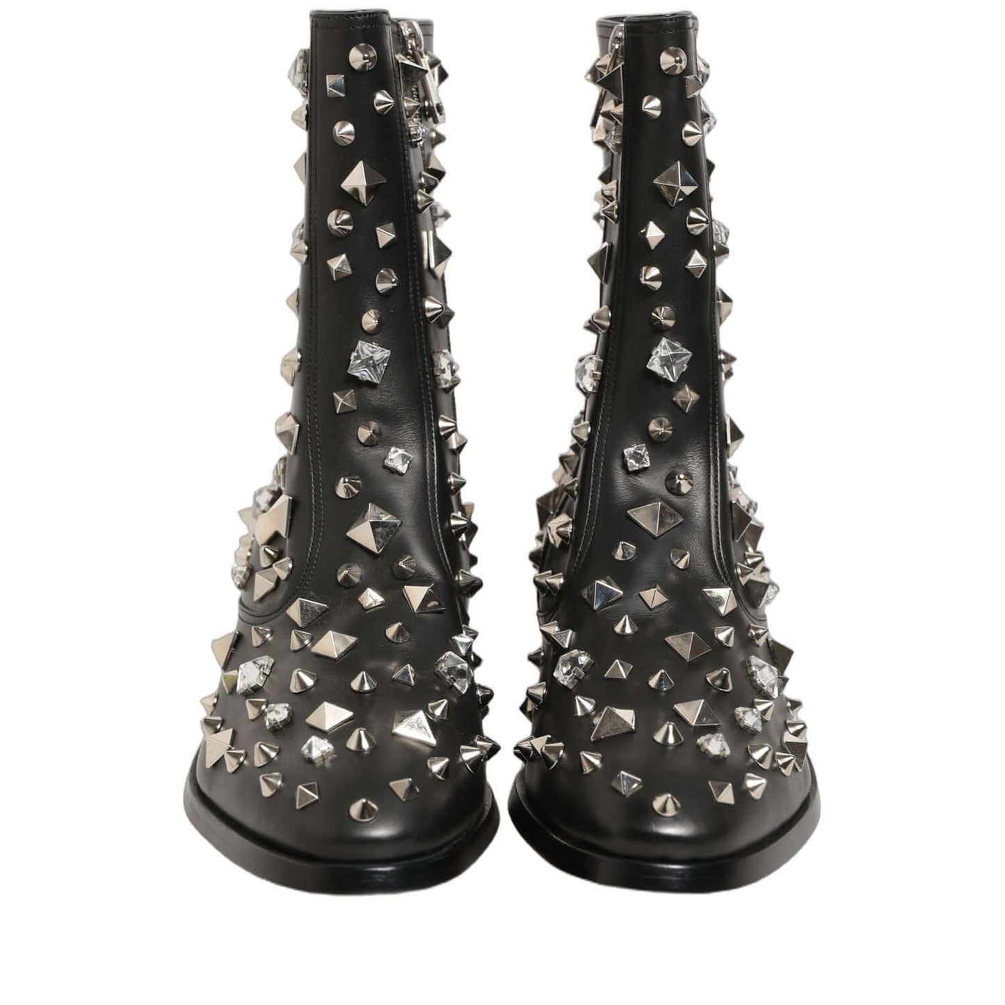 Dolce & Gabbana Black Crystal Embellished Short Boots Shoes