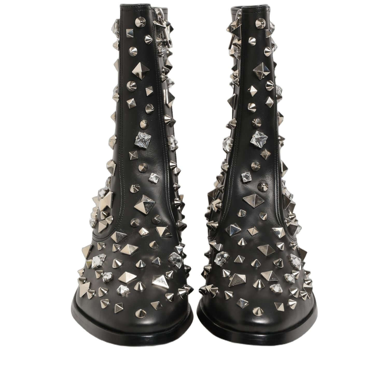 Dolce & Gabbana Black Crystal Embellished Short Boots Shoes