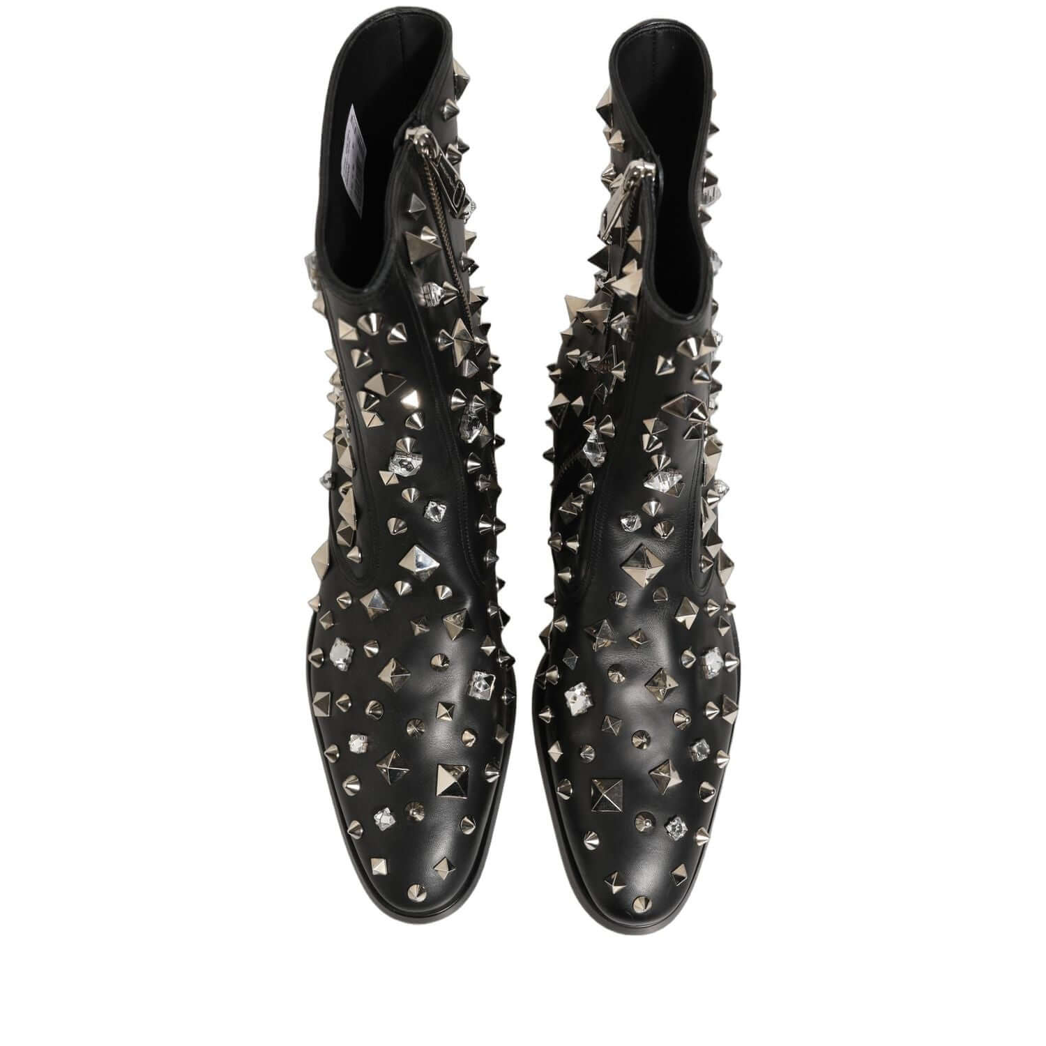 Dolce & Gabbana Black Crystal Embellished Short Boots Shoes