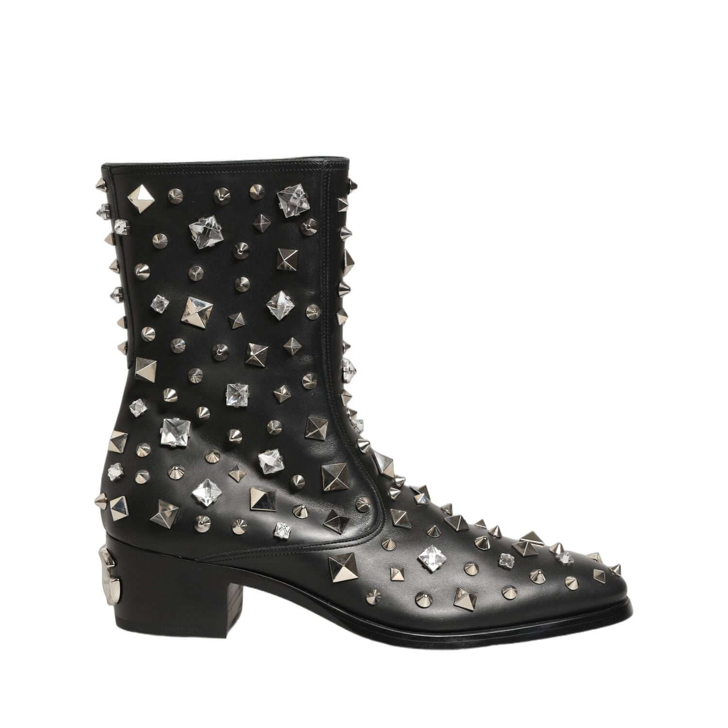 Dolce & Gabbana Black Crystal Embellished Short Boots Shoes