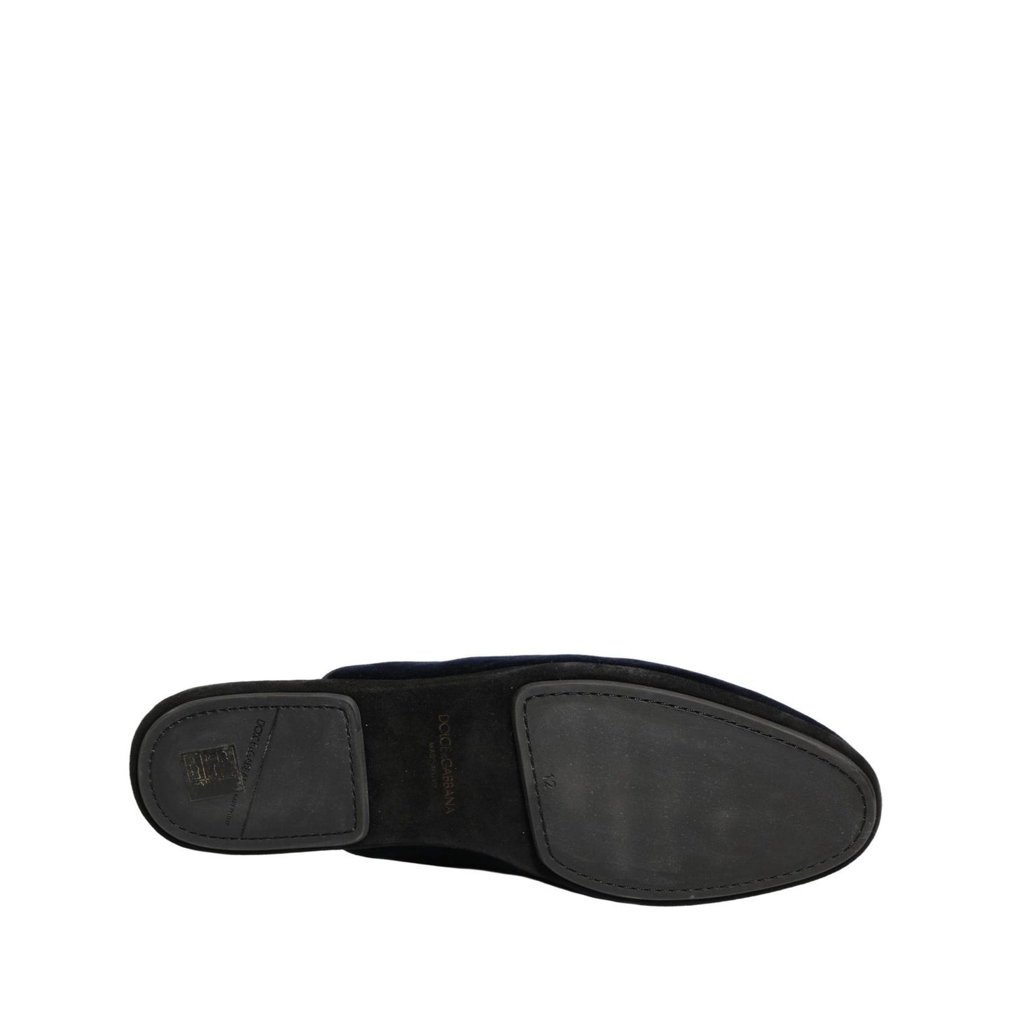 Dolce & Gabbana Dark Blue Suede Slides Flat Slipper Men Shoes