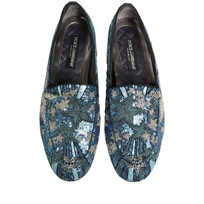 Dolce & Gabbana Multicolor Embroidered Sequin Loafers Shoes