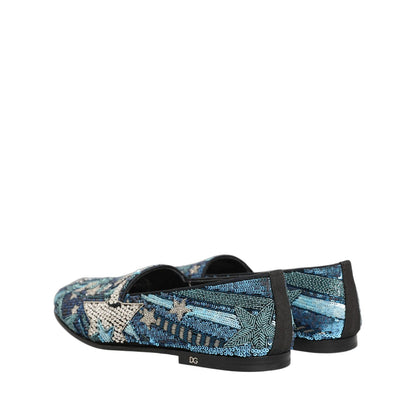 Dolce & Gabbana Multicolor Embroidered Sequin Loafers Shoes