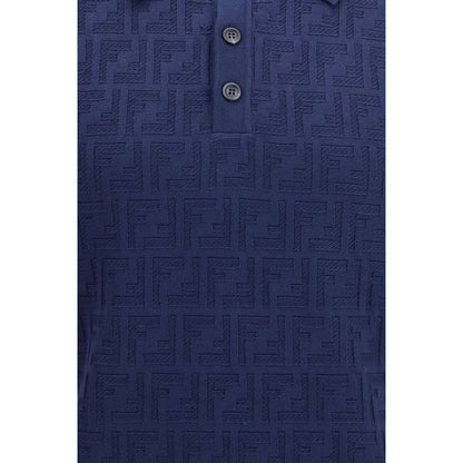 Fendi Blue Cotton Polo Shirt