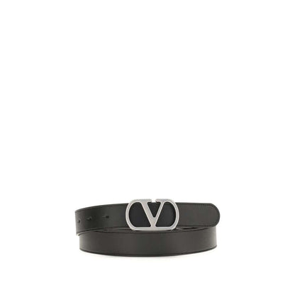 Valentino Garavani Black Calf Leather Bos Taurus Regular Belt