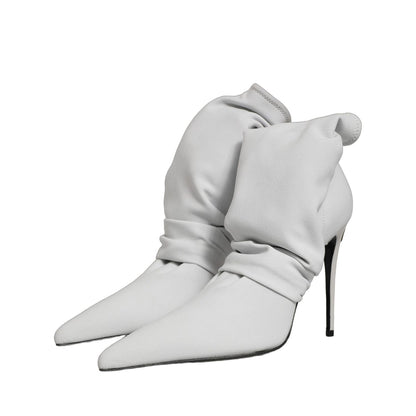 Dolce & Gabbana Gray Stretch Socks Heels Ankle Boots Shoes