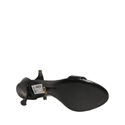 Dolce & Gabbana Black Leather Ankle Strap Heels Sandals Shoes