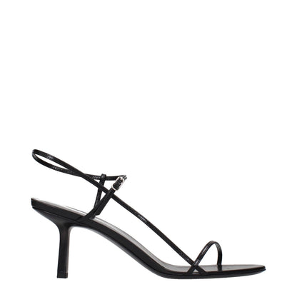 The Row Black Leather Stiletto Heel Sandals
