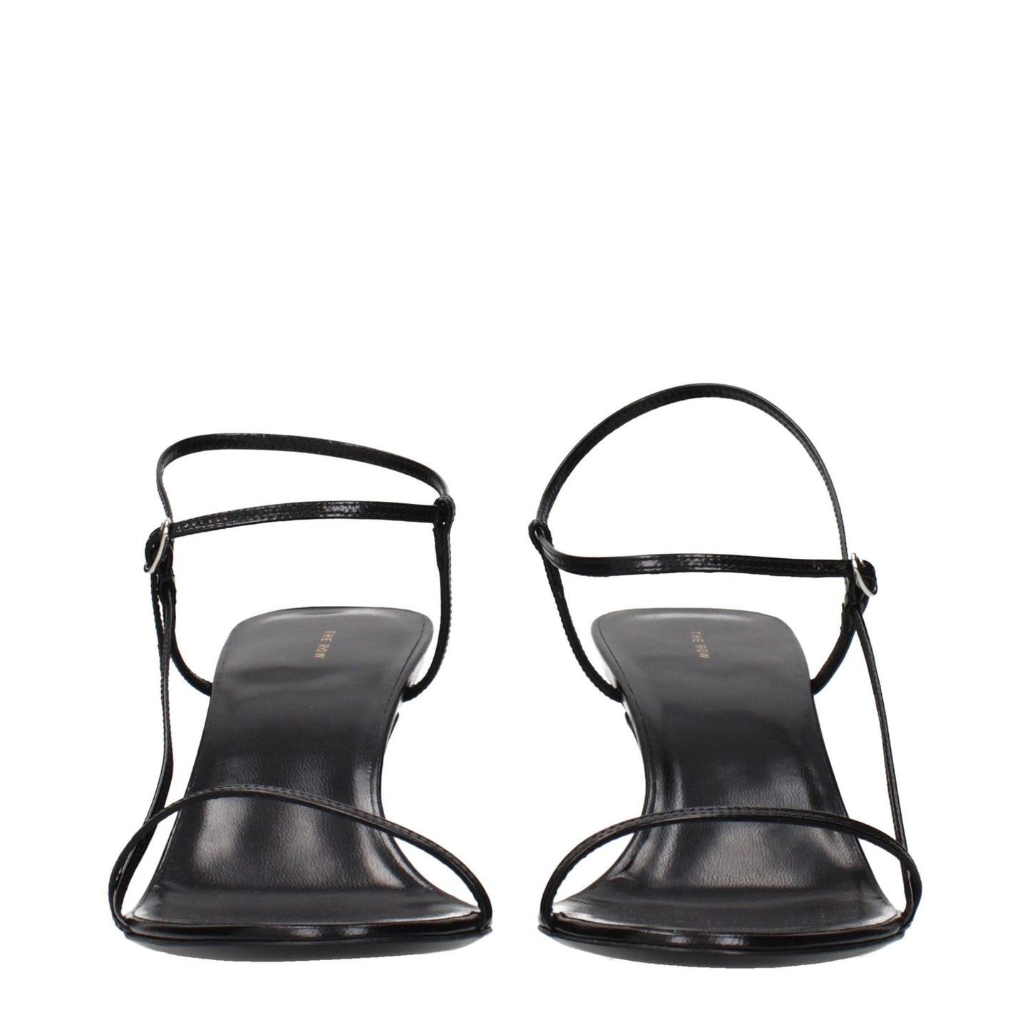 The Row Black Leather Stiletto Heel Sandals