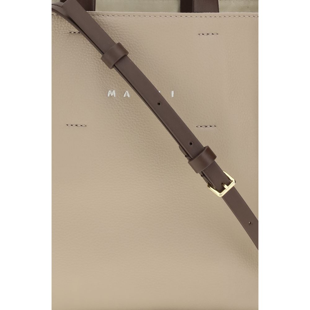 Marni Beige Calf Leather Bos Taurus Shoulder Bag