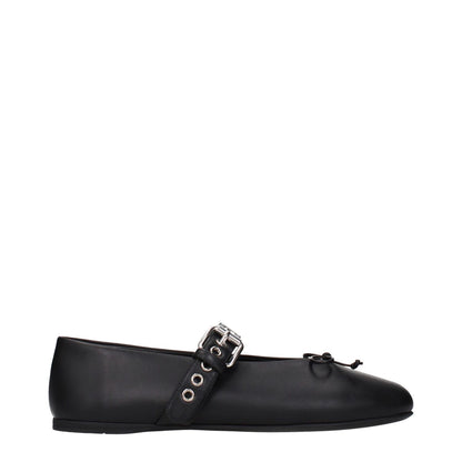 Miu Miu Black Leather Ballet Flats