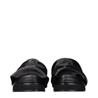 The Attico Black Leather Slippers