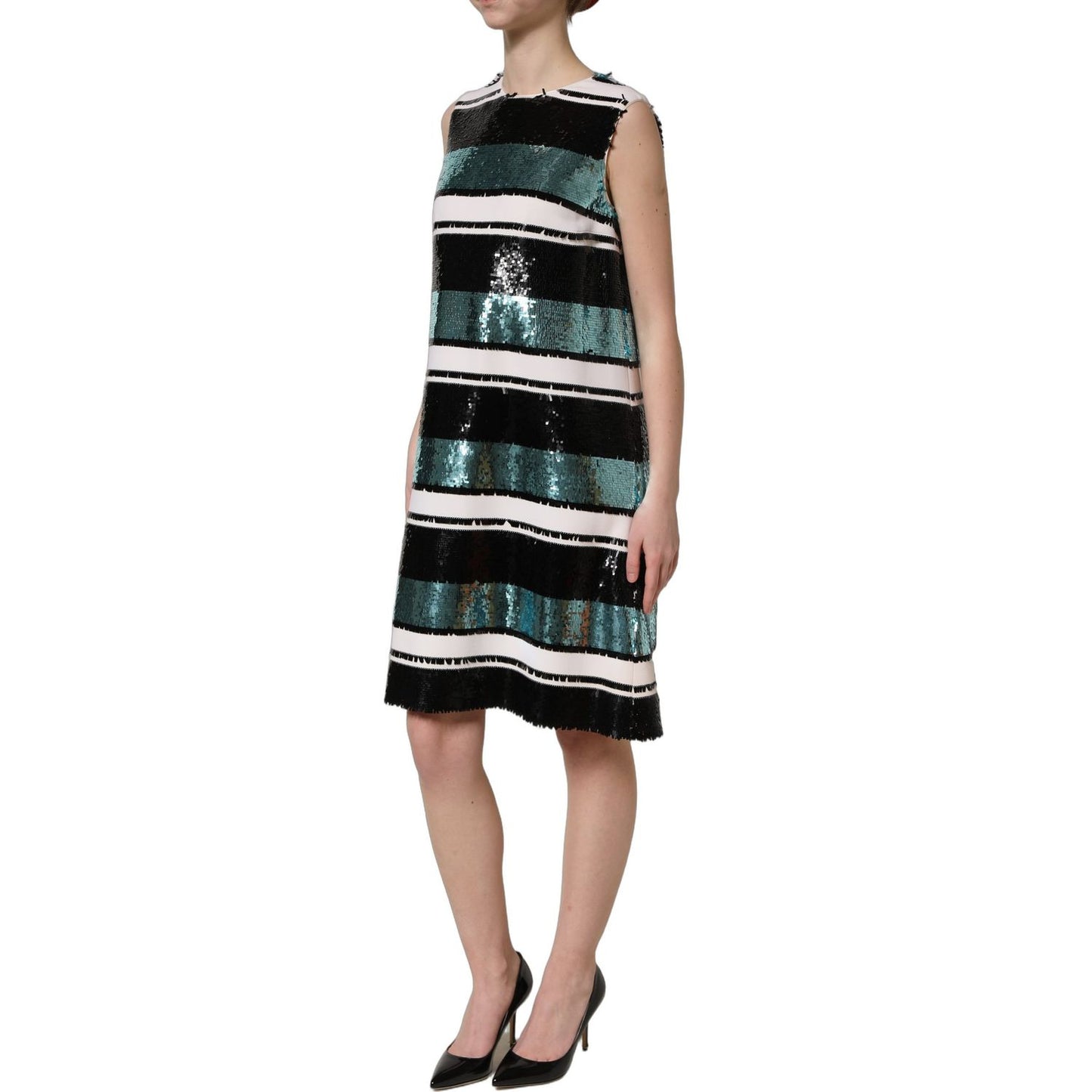 Dolce & Gabbana Multicolor Sequined Sleeveless Shift Dress
