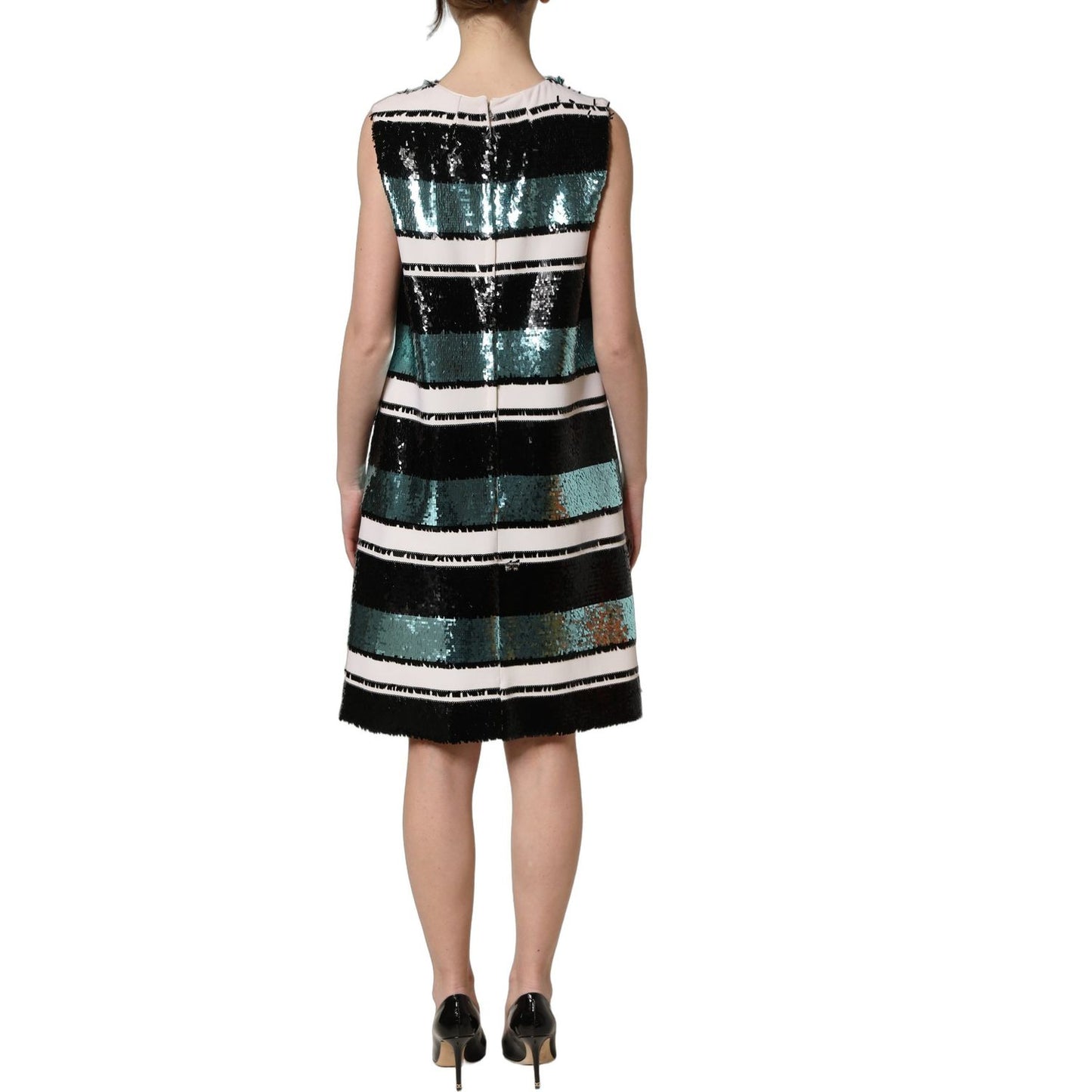 Dolce & Gabbana Multicolor Sequined Sleeveless Shift Dress