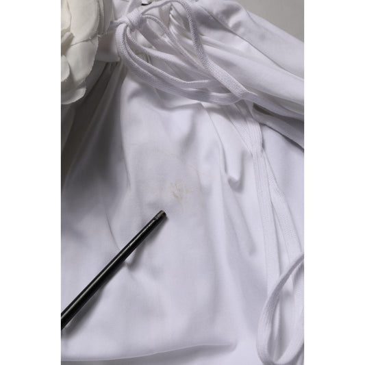 Dolce & Gabbana White Cotton Gabardine Bustier Midi Dress