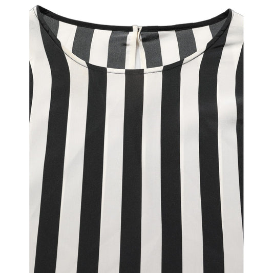 Dolce & Gabbana Black White Stripes Round Neck Blouse Top