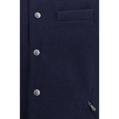 Brunello Cucinelli Blue Wool Oves Aries Sleeveless Jacket